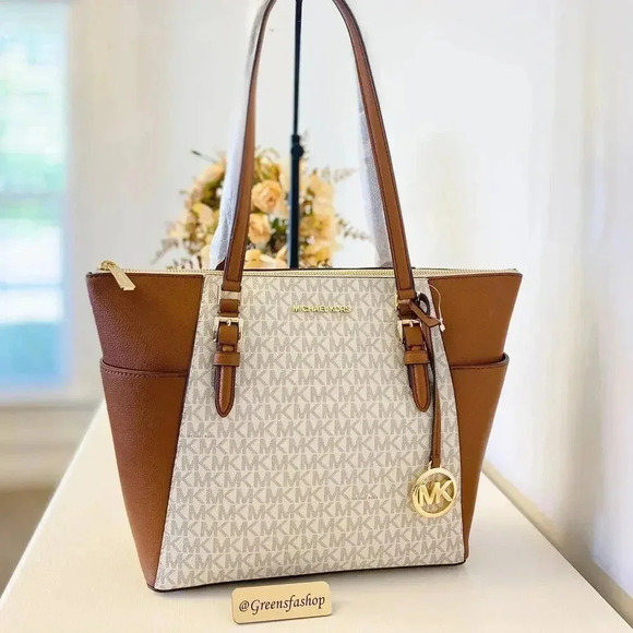 Michael Kors Charlotte Top Zip Tote shoulder bag Vanilla - Picture 1 of 11